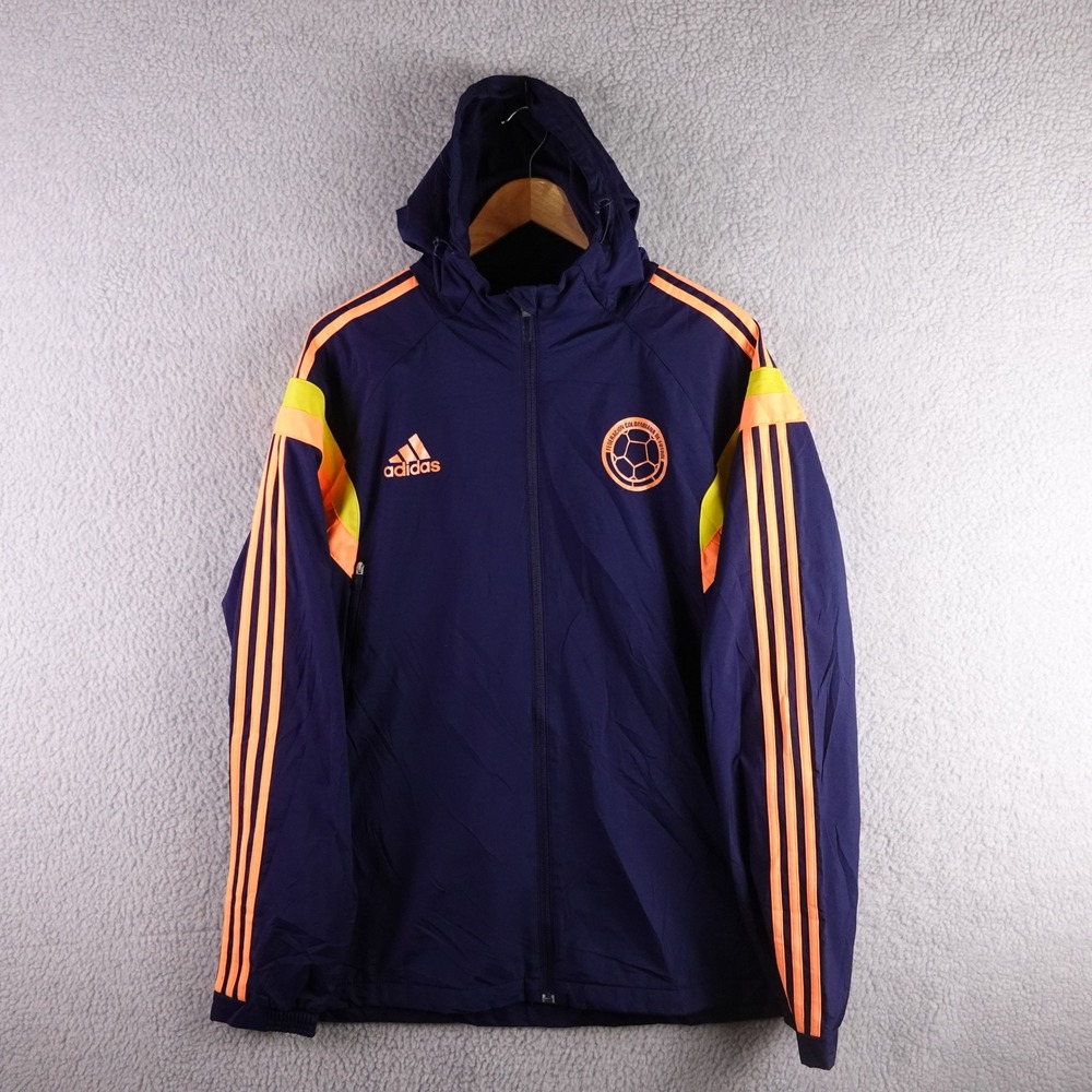 Adidas Colombia National Team Windbreaker Jacket Mens XL Navy Blue FCF Soccer